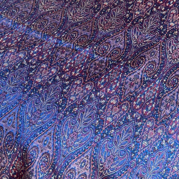 European Blue Wool Paisley Bed Cover, Three Contrasting Borders Queen 105" x 89" - Picture 6 of 13